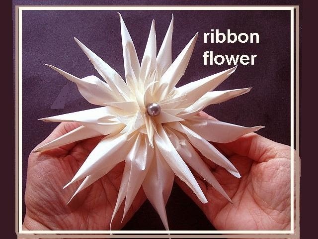 SPIKEY RIBBON FLOWER, Bridal Flower, Fashion Design, Haute Couture, How to diy, fabric flower