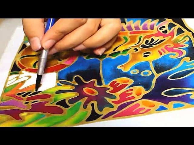Batik Painting - How to Paint Seahorse with Batik Felt Frame