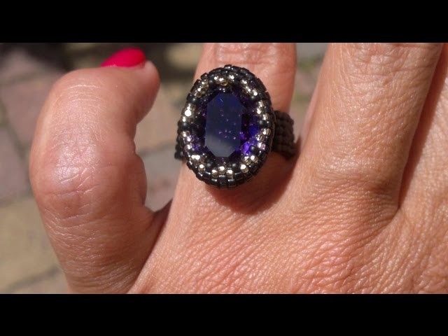 Beading4perfectionists : A bezel for an Oval 18x13mm Swarovski. Ring beading tutorial