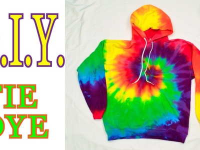 DIY Tie Dye Rainbow Spiral Hooded Sweatshirt [Tutorial]