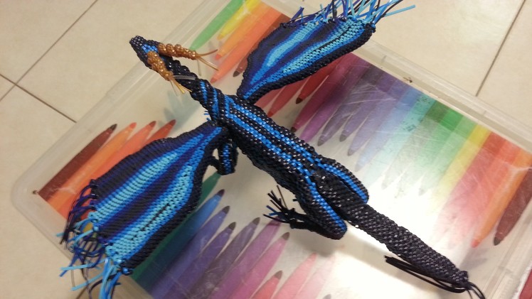 How to make a lanyard dragon part #10 (adding strings & wires for wings & front legs)