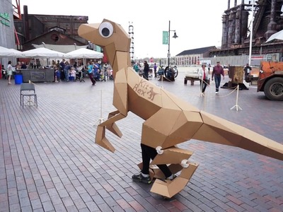 KitRex: Googly-Eyed Industrial Origami Laser Cut Velociraptor Costume #LVMMF