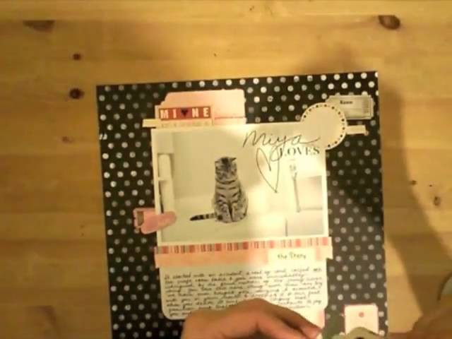 Kitty Cat Scrapbook page  - Miya's silver string