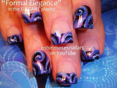 Nail Art Design | DIY Short Nail Tutorial | Elegant Blue Swirls Nails