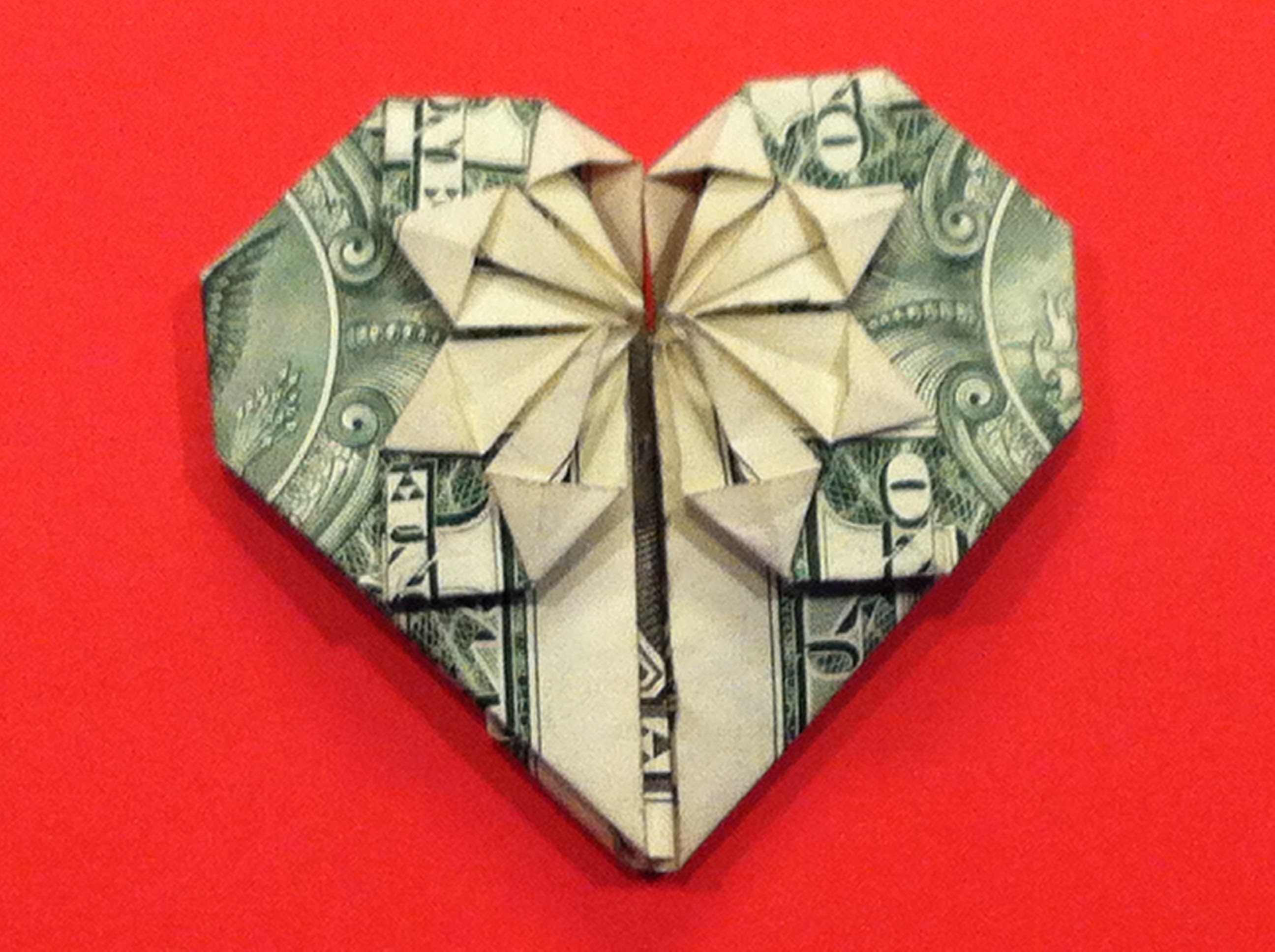 Origami Dollar Heart & Star How to make a Dollar heart with star
