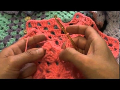 Crochet baby girl dress with two granny hexagons part one