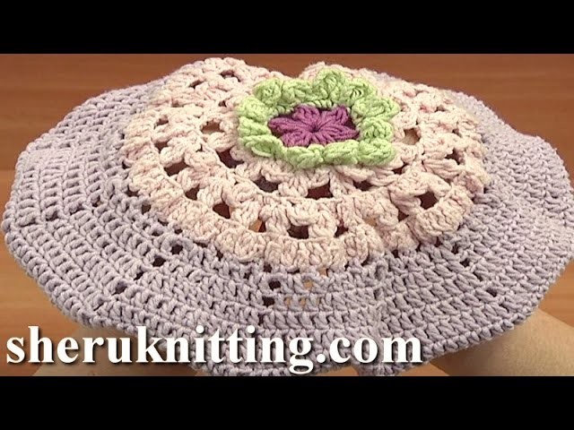 Crochet Easy Beret Hat For Girls Tutorial 7 Part 1 of 2 Free Crochet Beret Pattern