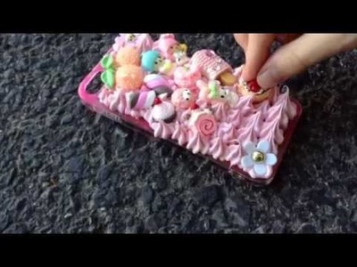 DIY: Decoden Tutorial - Whipped Cream phone case (making a pink sweets case
