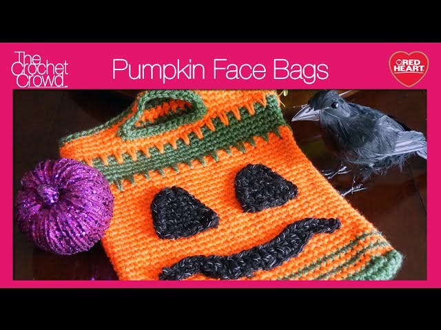 How to Crochet Pumpkin Face Trick or Treat Bags