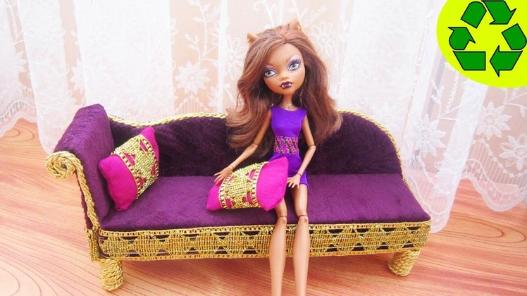 Make a sofa for Monster High Clawdeen Wolf - Recycling - Doll Crafts