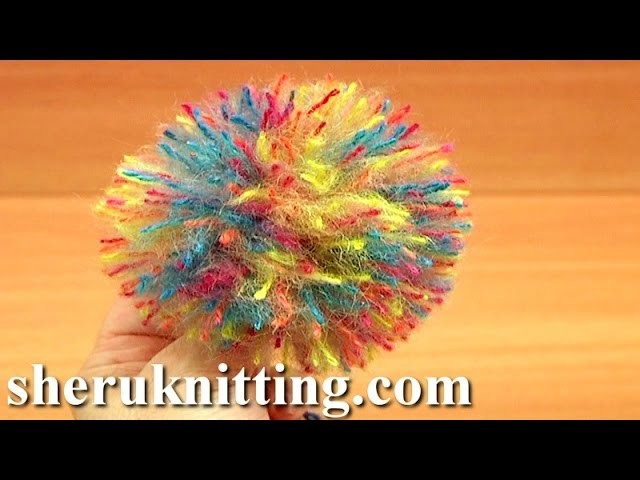 Making Pom Pom by Hand Crochet Tutorial 12 Method 3 of 8 Cardboard Technique