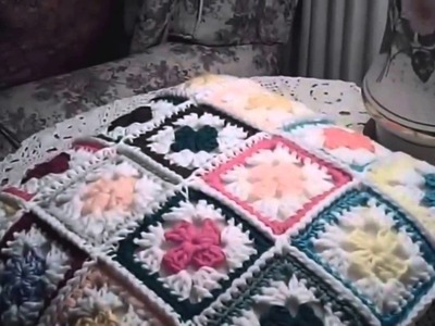 Mothers Day granny square crocheted pillow