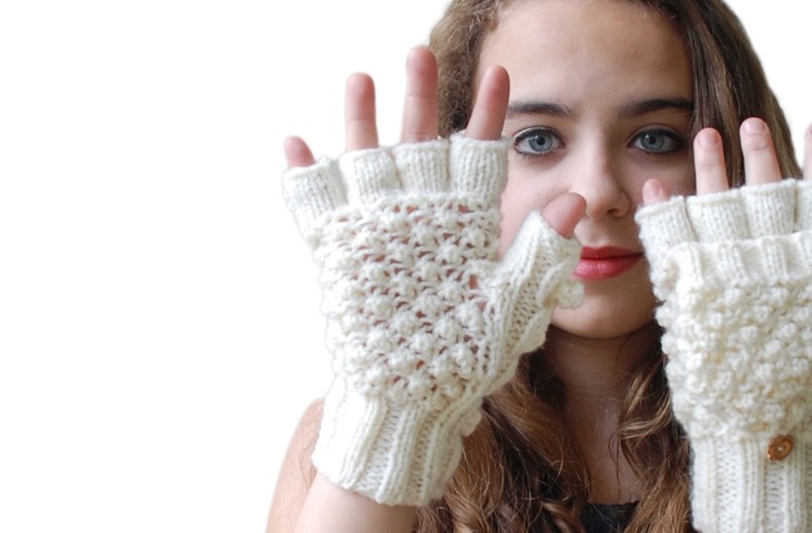 TRINITY STITCH FINGERLESS GLOVES WITH CABLED THUMB