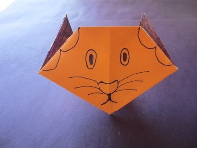 Cat face paper craft art with colour paper