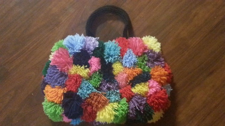 CROCHET BAG -TUTORIAL POOFY POM POM COLORSPLASH crochet purse CROCHET BAG