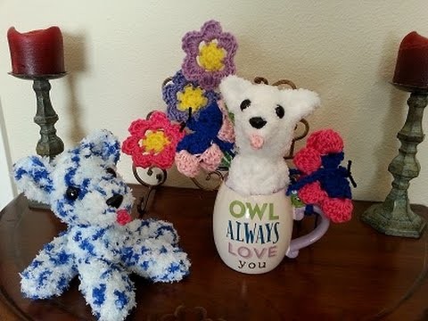 Crochet quick and easy flower, butterfly, and pipsqueak puppy DIY tutorial