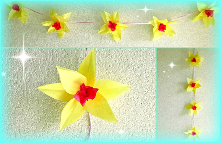 DIY Flower Decorations! Paper Daffodils Garland!