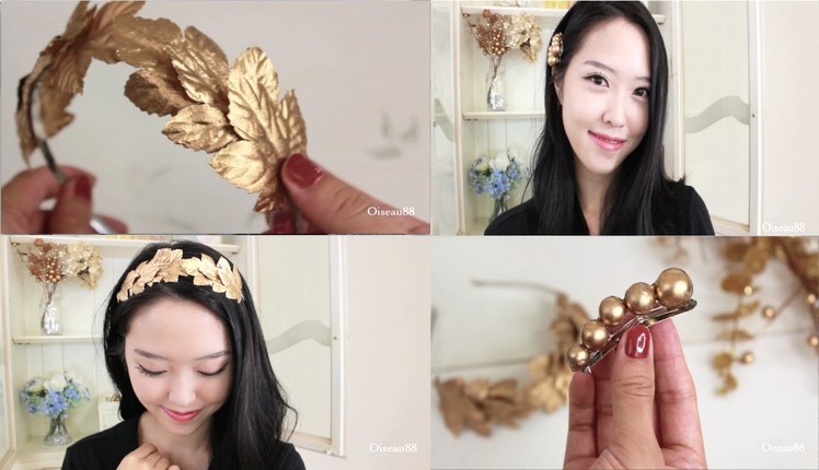 DIY Hair Accessories ♥ Gold Leaf Headband and Hair Clips