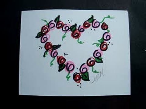 DIY VALENTINE CARD, Last Minute Valentine, Rosebud Wreath heart outline card.