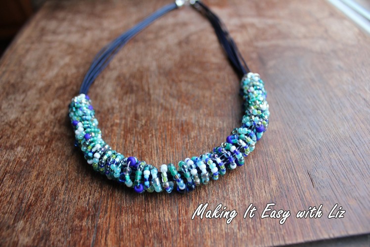 Ethnic Inspired Beaded Wire and Leather Necklace