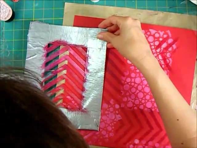 Scrapbook Process - Paint and Gesso stencil background for chalkboard embellishments