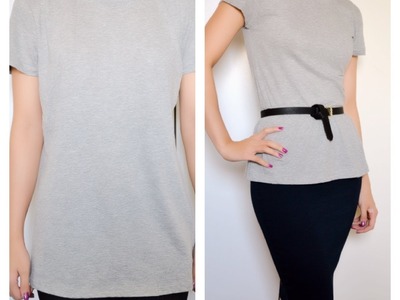 ✂ T-shirt reconstruction: DIY peplum T-shirt from a Large sized boxy T-shirt - Natalie's Creations