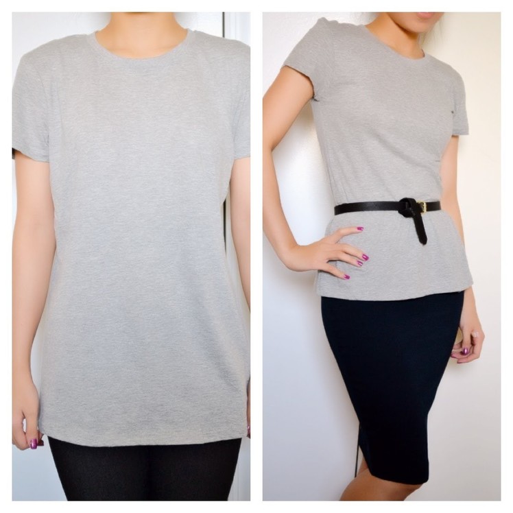 ✂ T-shirt reconstruction: DIY peplum T-shirt from a Large sized boxy T-shirt - Natalie's Creations