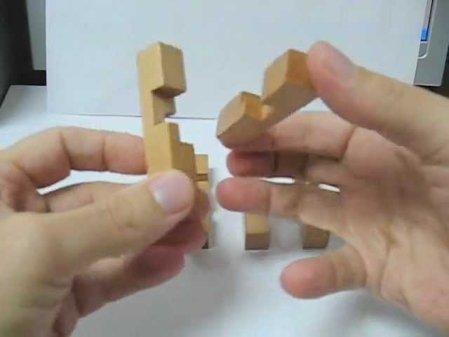 Burr Puzzle 3D Wooden Cross - Solution