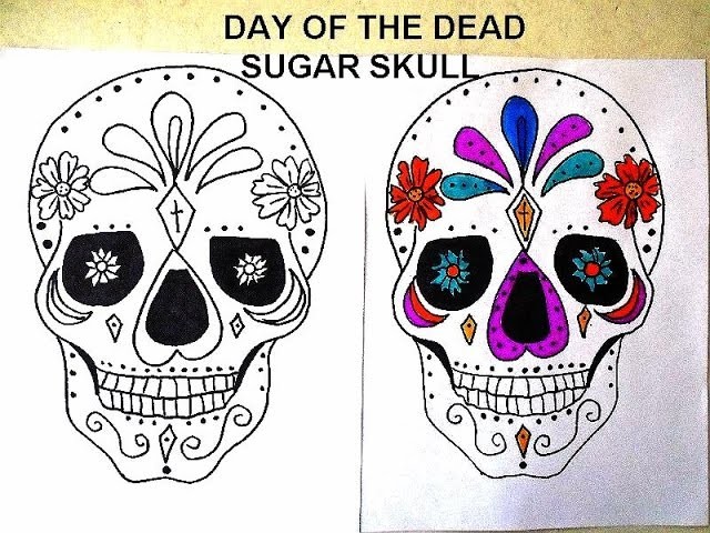 DAY OF THE DEAD, SUGAR SKULLS, free download coloring page, DIY Sugar Skull Room Decoration