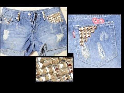 DIY studded Shorts +  Dresslink Review - Studs for shorts denim Levis studded shorts tutorial