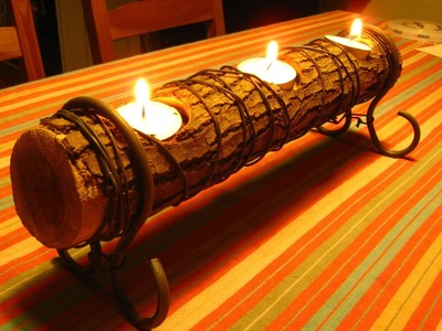 Easy Log Candle Holder, A How To Video, A quick DIY project
