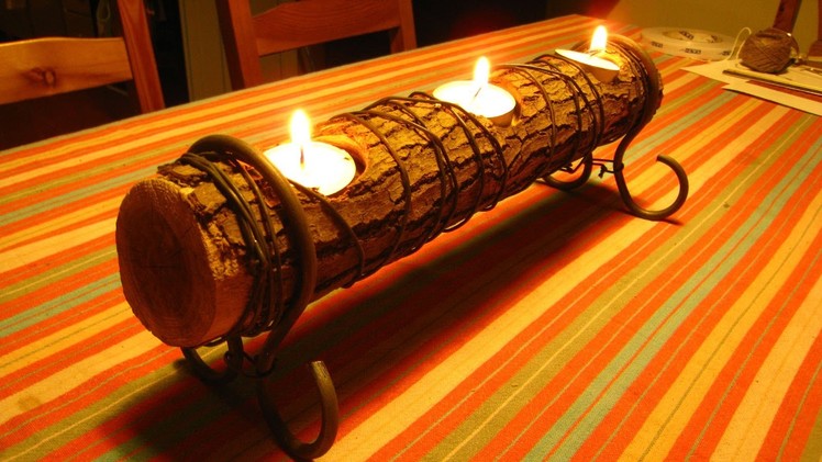 Easy Log Candle Holder, A How To Video, A quick DIY project