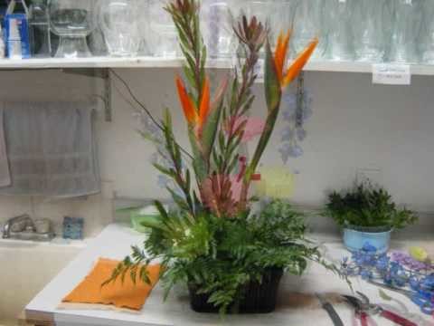 Fresh Tropical High Style Flower Arrangement with Bird of Paradize