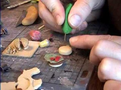 Hamburger How to Make from Polymer Clay a miniature dollhouse food. By Garden of Imagination