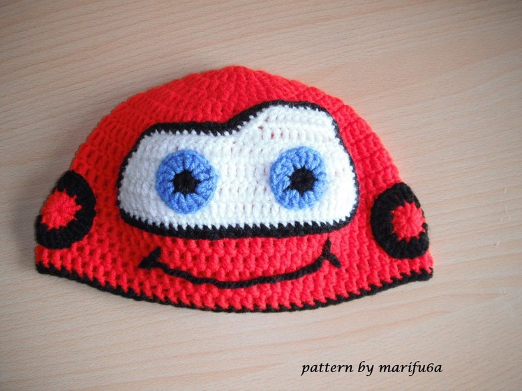 How to crochet hat McQueen car free pattern tutorial all sizes