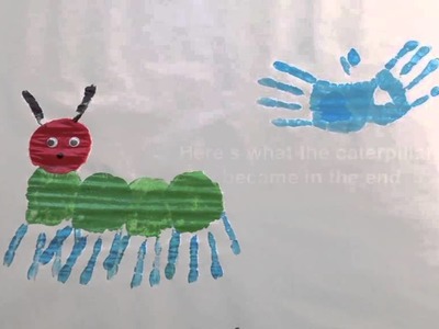How to make a Very Hungry Caterpillar handprint art
