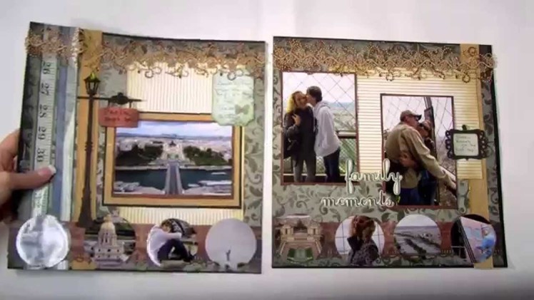 Power Scrapbooking Layouts Video 4: Interactive Paris and Italy 12x24 scrapbook Pages