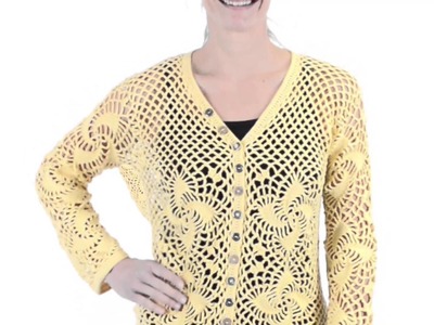 Pure Handknit Resort Crochet Cardigan Sweater (For Women)