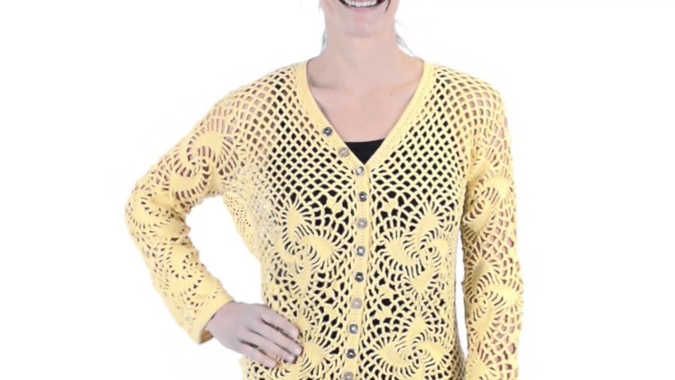 Pure Handknit Resort Crochet Cardigan Sweater (For Women)