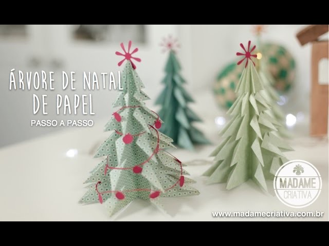 Como fazer Árvore de Natal 3D com Papel - How to Make a 3D Paper Xmas Tree - EASY DIY