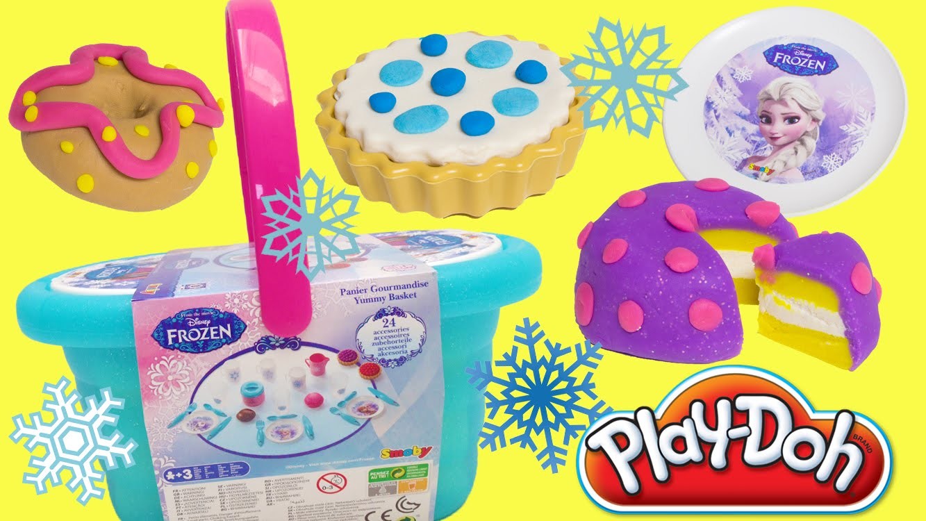 FROZEN Picnic Basket Playset Play Doh Lollipops Cake Dessert DIY Play ...