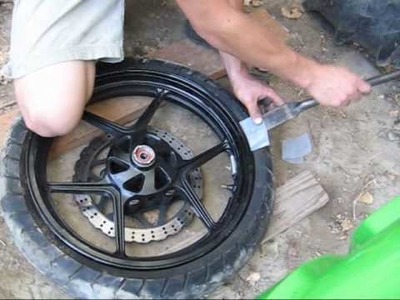How to change a motorcycle tire without a stand or specialized tools