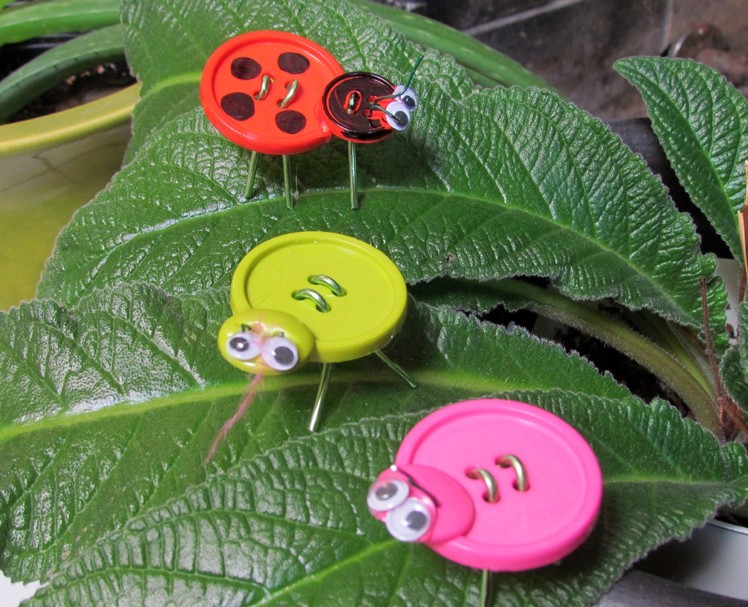How to make a lady bug from buttons Craft Bug toys or decoration idea