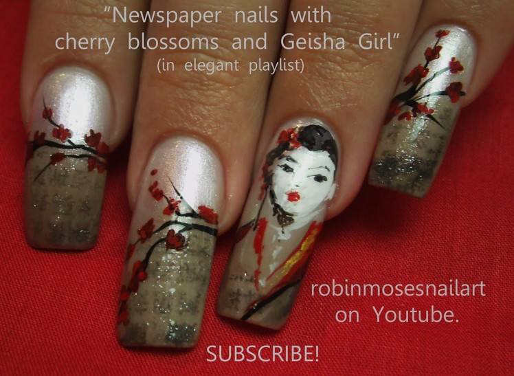 Nail Art Design - Geisha Newspaper Nails DIY Tutorial