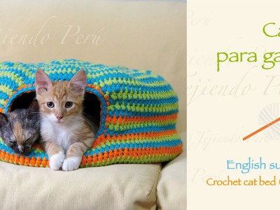 Cama para gatos tejida a crochet. Crochet cat bed or nest
