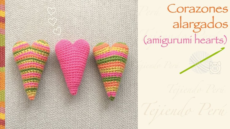 Corazón alargado amigurumi crochet. English subtitles: amigurumi elongated heart!