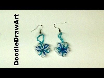 Craft:  Elastic Snowflake Earrings - rainbow loom earrings using crochet hook