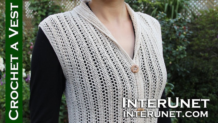 Crochet a collared cardigan vest lace jacket - ear of wheat stitch