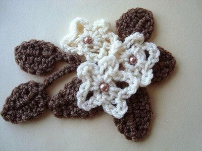 Crochet flower and leaf # 13, leaves and flower, how to diy,