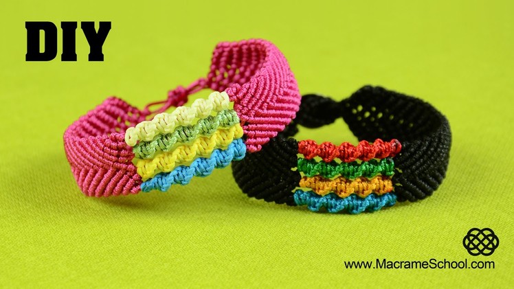 DIY Chevron Bracelet with Spiral Stripes - Macramé Tutorial